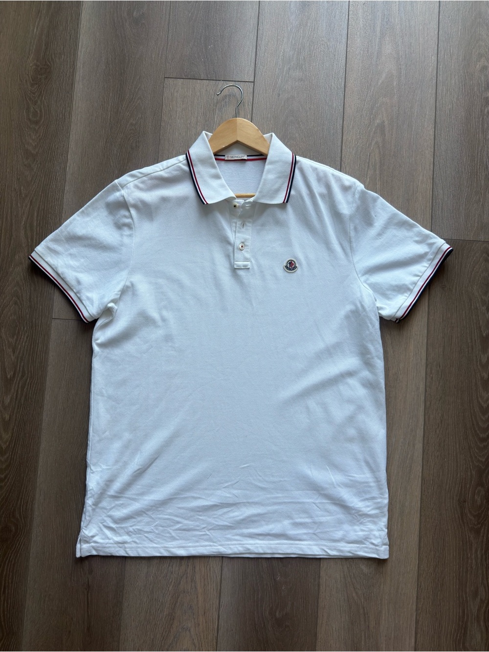 Moncler Tricolour-Trimmed Cotton Piquet Polo Shirt White XL
